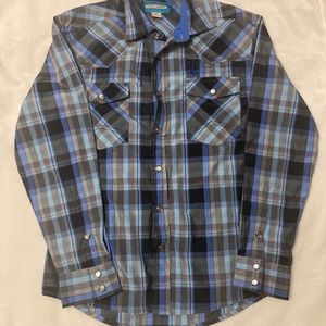 NWOT Cody James Western Buttondown shirt boys medium blue/grey. Grey buttons